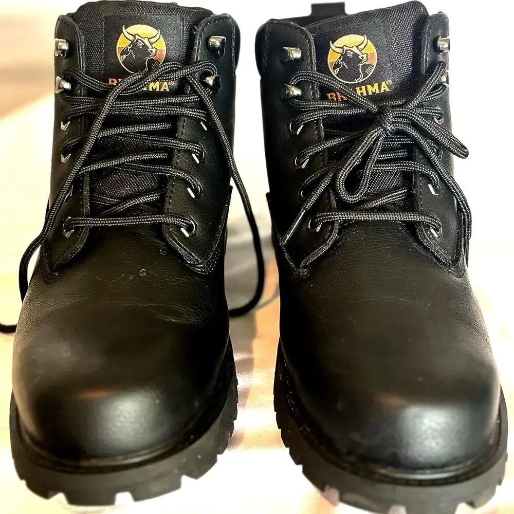 Brahma Men’s Size 10 Black Work Boots Slip Oil Resistant Lace Up Lightweight